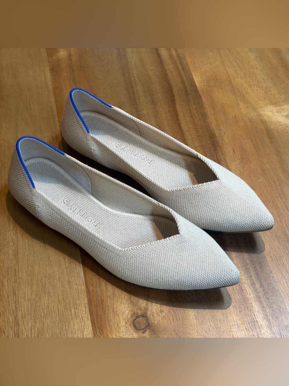 Rothy’s The Point II Pointed Flat Ballet Shoes Ecru Natural Tan Beige Sz 7